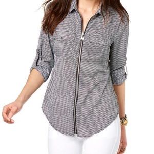 Michael Kors black&white zipper blouse